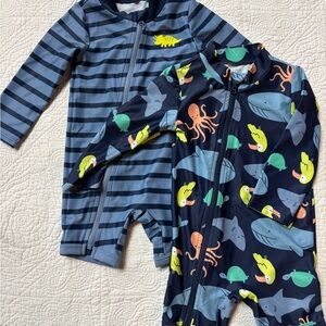 EUC Baby Recycled Long-Sleeve Rashguard Swimsuit Set (12mo)